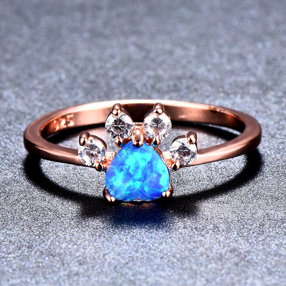 Cute Cat-claw-shaped Rings Fashion Personality Rhinestone Ring Women's Jewelry