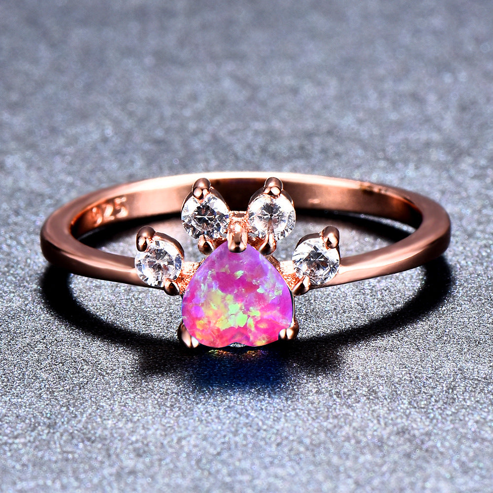 Cute Cat-claw-shaped Rings Fashion Personality Rhinestone Ring Women's Jewelry