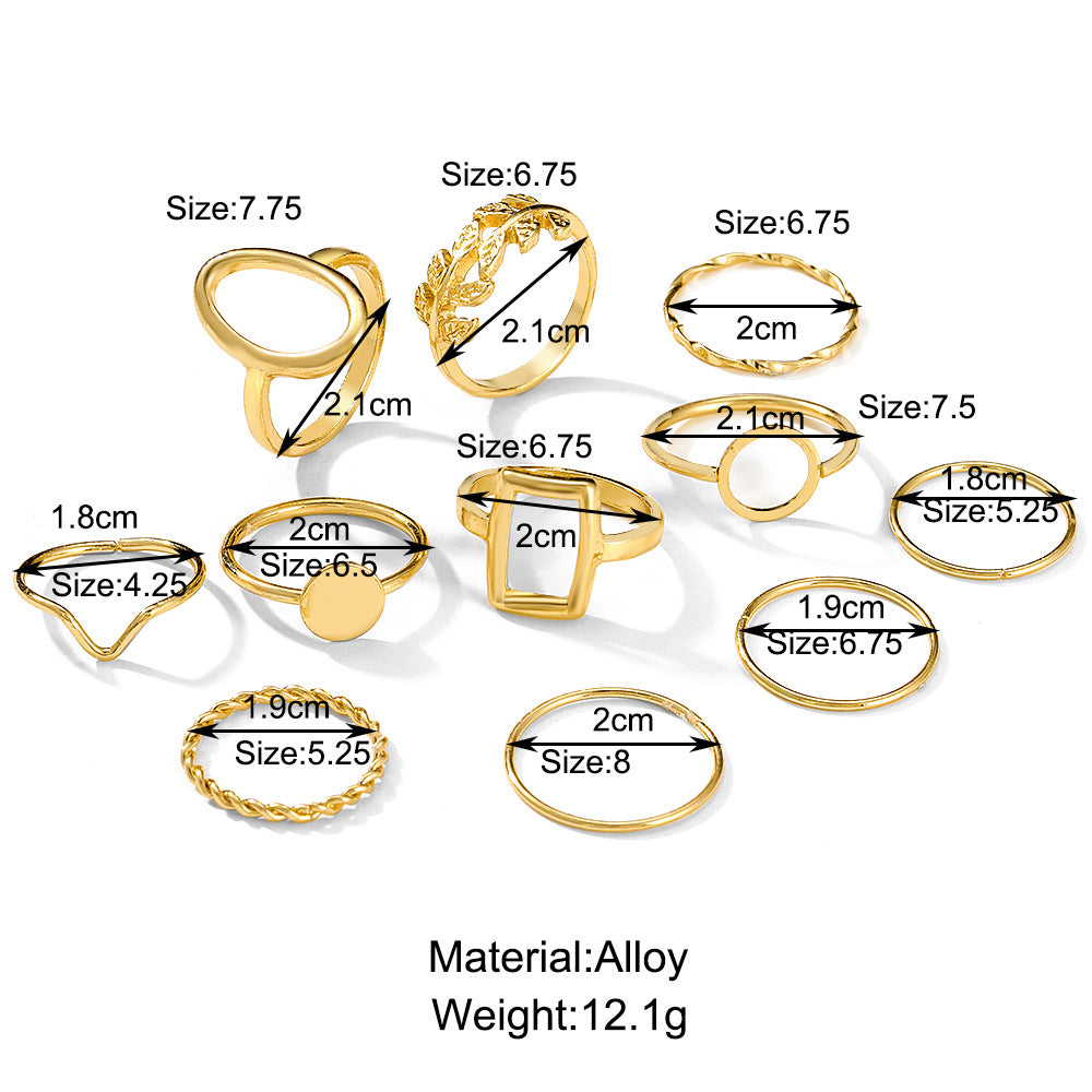 Geometric Leaf Ring Suit 11-piece Set