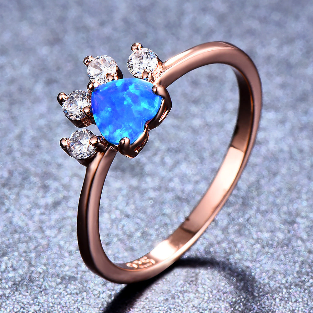 Cute Cat-claw-shaped Rings Fashion Personality Rhinestone Ring Women's Jewelry