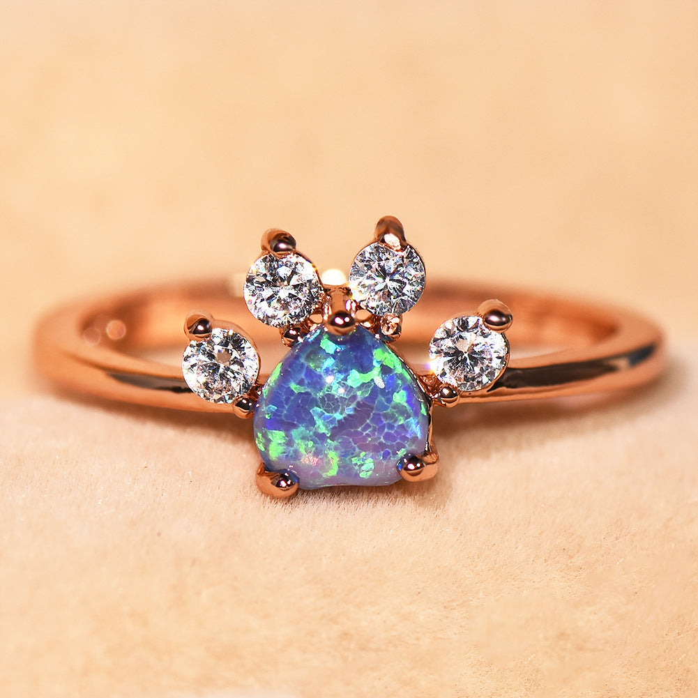 Cute Cat-claw-shaped Rings Fashion Personality Rhinestone Ring Women's Jewelry