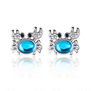 Fashion Alloy Gem Crystal Crab Stud Earrings