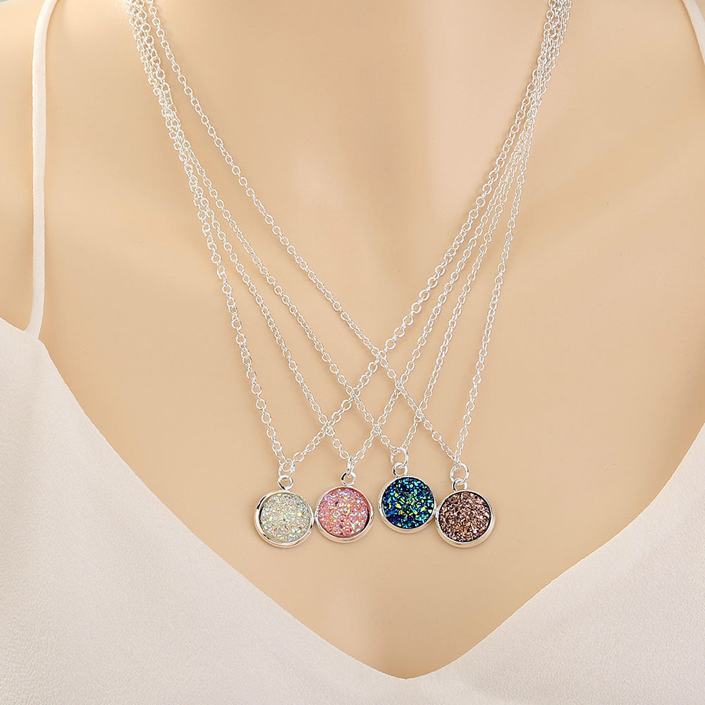 Color Resin Imitation natural stone crystal cluster set necklace