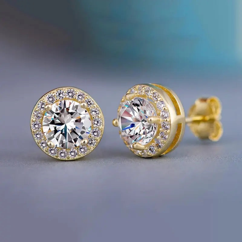 Brass Zircon Stud Earrings Crystal Rhinestone Cubic Zirconia Geometric Stud Earrings