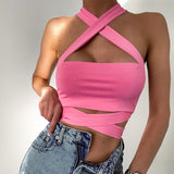 Women's Cutout Halter Strap Slim Tank Top