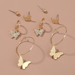 Diamond set earrings with fresh and exquisite butterfly combination