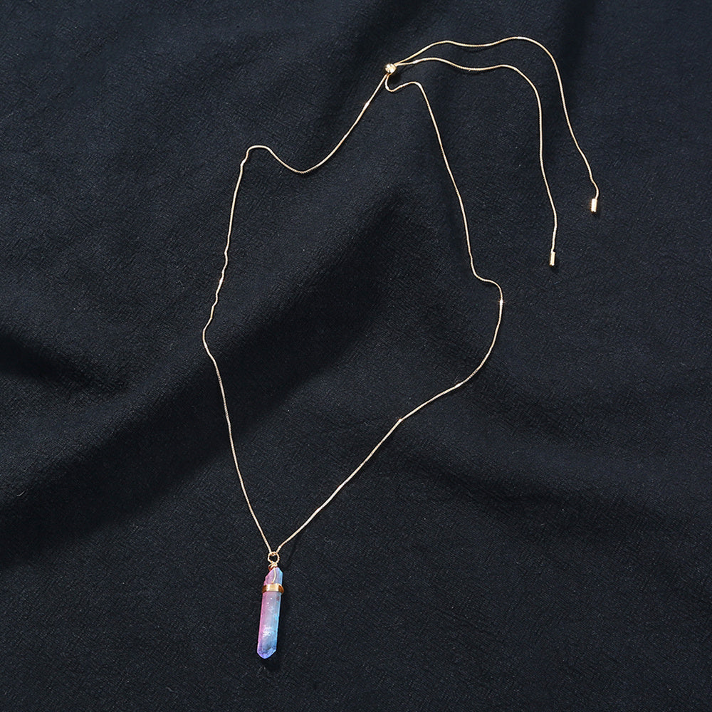 Natural Crystal Pillar Wrap Necklace