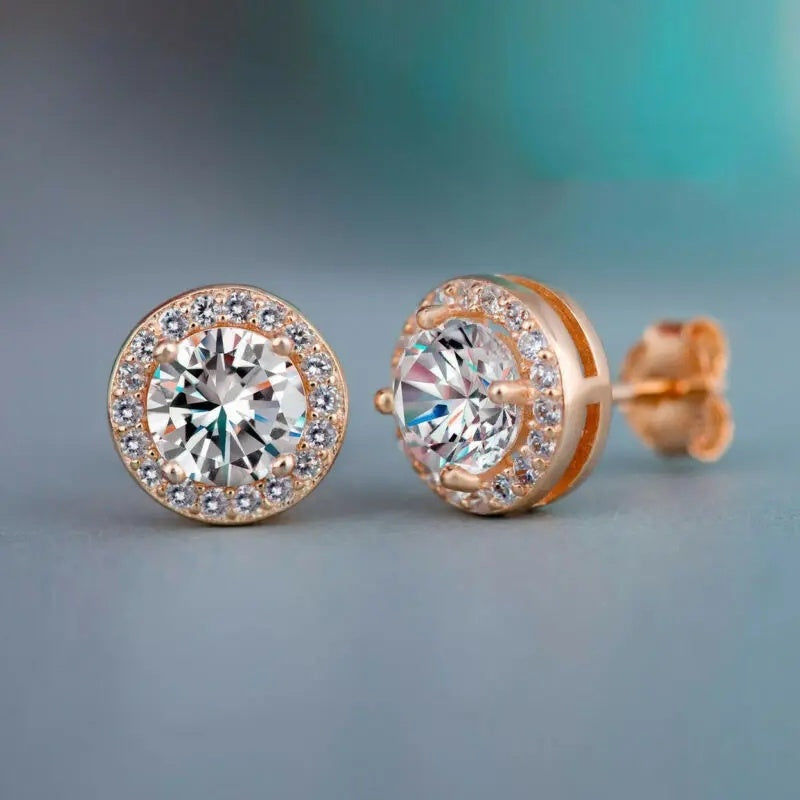 Brass Zircon Stud Earrings Crystal Rhinestone Cubic Zirconia Geometric Stud Earrings