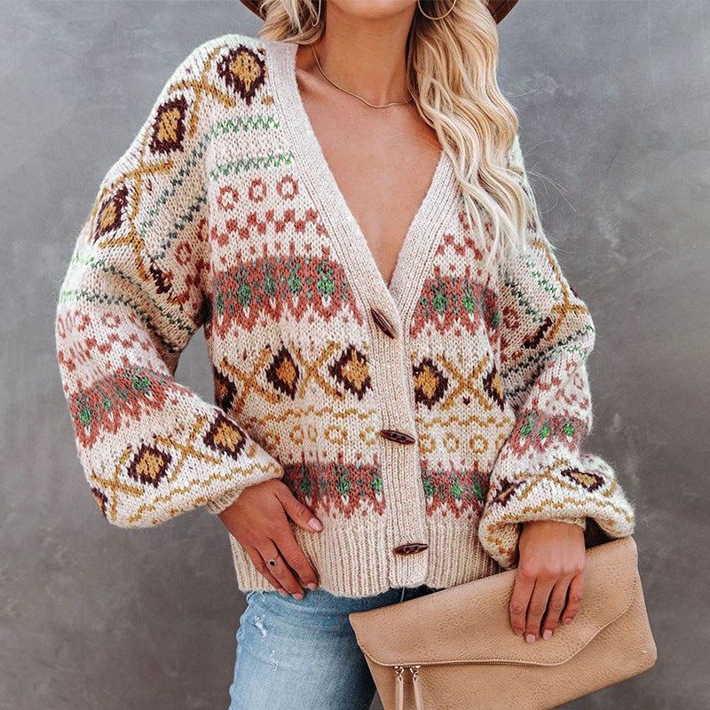 Women's V-Neck Cardigan Sweater Jacket Sweater