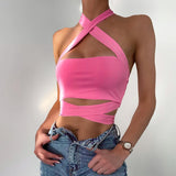 Women's Cutout Halter Strap Slim Tank Top