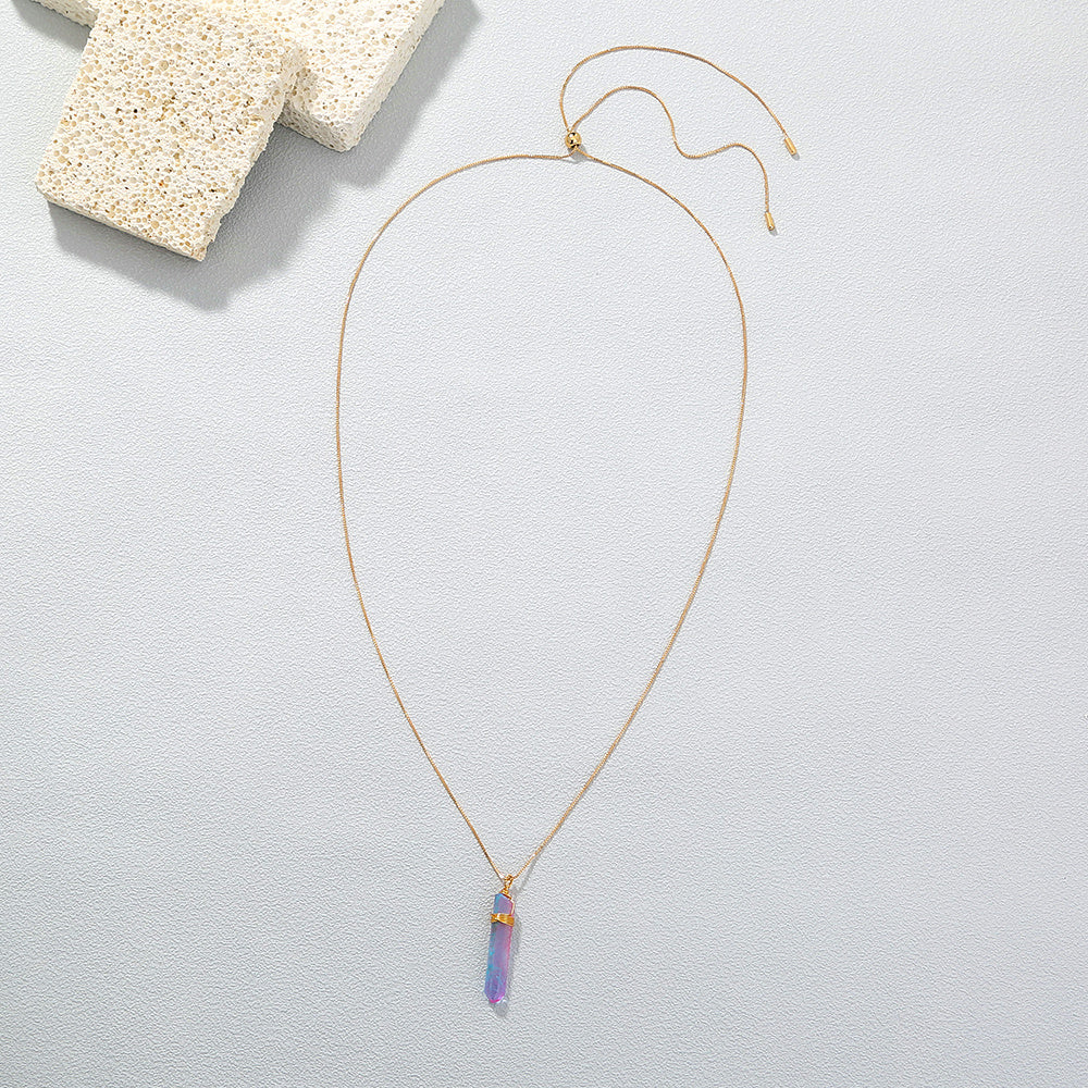 Natural Crystal Pillar Wrap Necklace