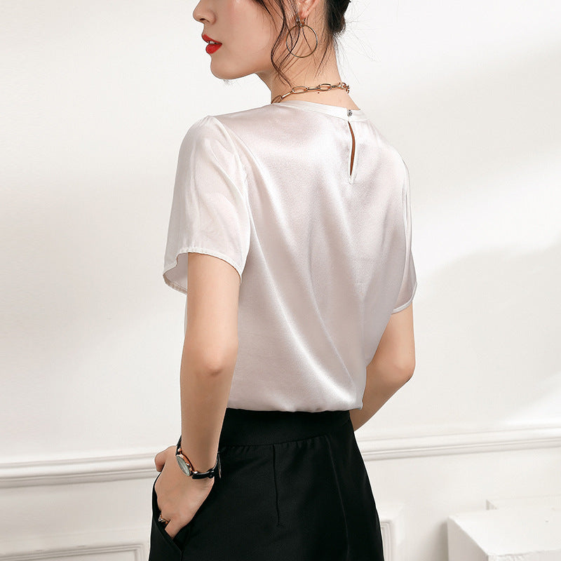 Pure Color European Goods Blouse Silk Shirt