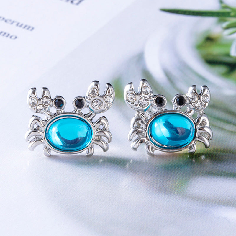 Fashion Alloy Gem Crystal Crab Stud Earrings