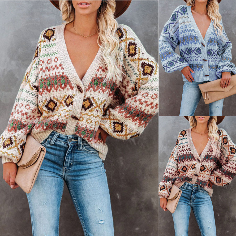 Women's V-Neck Cardigan Sweater Jacket Sweater