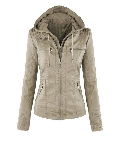 Women's Short Leather Pu Leather Jacket