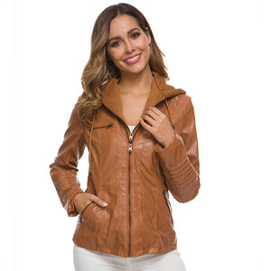 Women's Short Leather Pu Leather Jacket