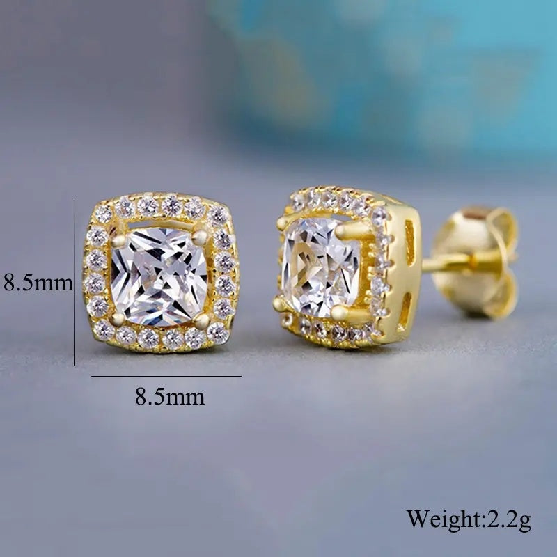 Brass Zircon Stud Earrings Crystal Rhinestone Cubic Zirconia Geometric Stud Earrings