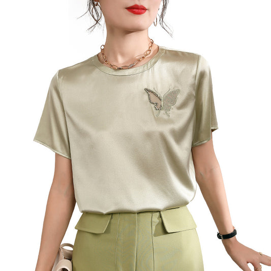 Pure Color European Goods Blouse Silk Shirt